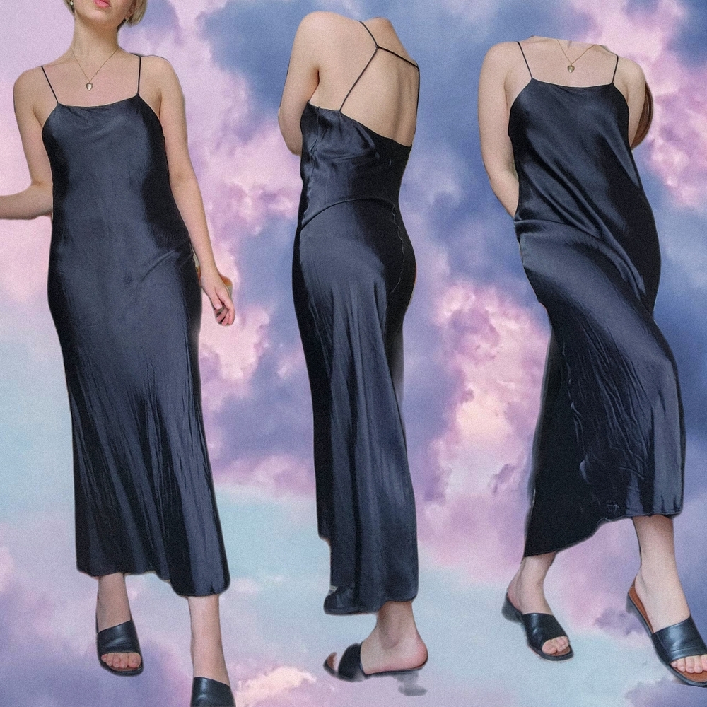 Satin Midi Slip Dress